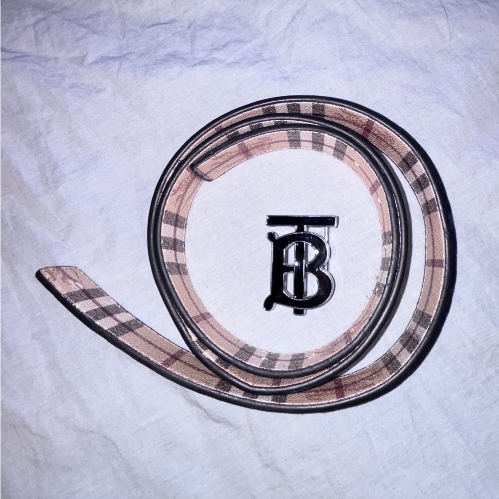 Burberry Beige and Black Plaid Belt